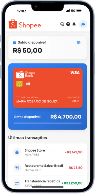 Aplicativo Análise de Cartão - Shopee